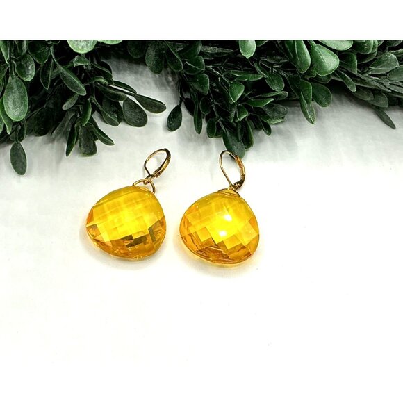 Faceted Teardrop Earrings Set In Assorted Colors With Gold-Plated Hooks - Picture 4 of 13